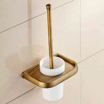 Держатель для туалетной щетки 5 цветов из цельной латуни, набор из ершика для туалета и держателя, настенные керамические аксессуары для ванной комнаты, щетка для туалета F81397