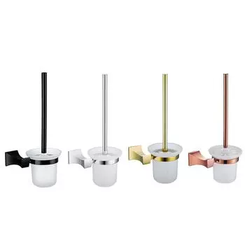 Держатель для туалетной щетки из розового золота с хромированным креплением на стену со стеклянным стаканом, щетка для чистки унитаза, полированный держатель для туалетной щетки