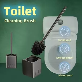 Держатель для туалетной щетки, настенные туалетные принадлежности, щетка для чистки ванной комнаты, туалетные щетки из алюминиевого сплава для чистки инструментов чёрный