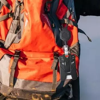 Держатель для удостоверения личности Держатель для карт Сверхмощный, легко вытягиваемый выдвижной анти-потерянный портативный из нержавеющей стали Тактическая катушка для удостоверения личности Вертикальный ремешок для удостоверения личности чёрный