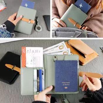 Держатель для удостоверения личности, держатель для паспорта, универсальный, из искусственной кожи, однотонный, с прочной строчкой, большой вместительный кошелек унисекс, дорожный кошелек зелёный