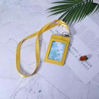 Держатель для удостоверения личности для офиса и школы с брелоком, шейным ремешком чёрный