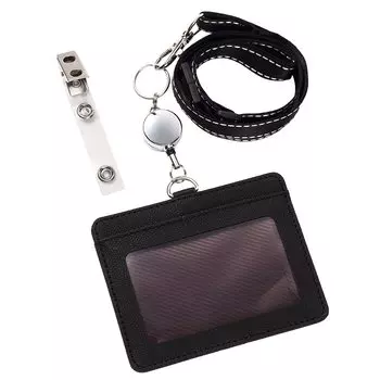 Держатель для удостоверения личности FILAGO, держатель для карточки, футляр для пропуска с зажимом для нагрудного кармана и катушкой, черный