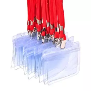 Держатель для удостоверения личности fiveAstar, шейный ремешок, именная бирка, висящая на шее, пропуск для сотрудников, визитная карточка, держатель для удостоверения личности сотрудника, водонепроницаемый комплект для выставок, горизонтальный красный