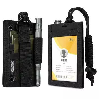 Держатель для удостоверения личности OneTigris с ручкой на шее, военный для тактических поездок на работу, имя сотрудника, для горизонтального и вертикального использования, держатель, чехол, чёрный