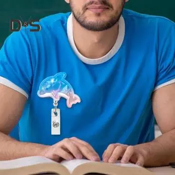 Держатель для удостоверения личности педиатра, выдвижной держатель для удостоверения личности медсестры, зажим для удостоверения личности студента-медсестры, катушка для удостоверения личности в форме дельфина, медузы и коралла оранжевый