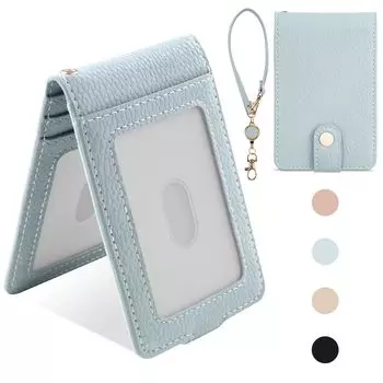 Держатель для удостоверения личности проездного на работу, чехол для пропуска с эластичным ремешком, держатель для удостоверения личности, раскладушка, двойной карман, держатель для удостоверения личности для мужчин и женщин, большой размер