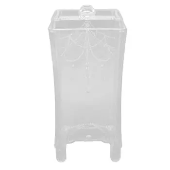 Держатель для ватных дисков Контейнер для хранения Открытие снизу с крышкой для ванной комнаты дома Розовый прозрачный