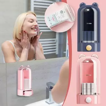 Держатель для ватных дисков-органайзер Прозрачный акриловый косметический контейнер для ватных дисков Квадратный органайзер для макияжа Контейнер для косметических подушечек с крышкой для ванной комнаты синий