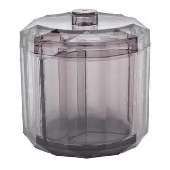 Держатель для ватных палочек Диспенсер для зубочисток Прозрачный черный акрил 3 отделения Пыле-Влагостойкий