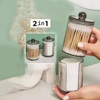 Держатель для ватных палочек, диспенсер с ватными дисками, банка, штабелируемый, акриловый органайзер для ванной комнаты, коробка для хранения, ватный шарик, ватная палочка чистый