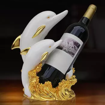 Держатель для винной полки в виде фигурки дельфина 21x17x27 см, универсальный, декоративный, стильный, для декора крыльца, смола Golden