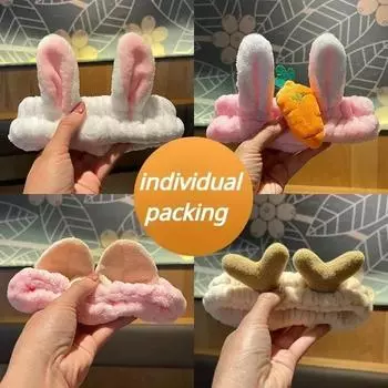 Держатель для волос для мытья лица, повязки для волос, мягкий теплый коралловый флис, повязка на голову с ушками животных для женщин и девочек, тюрбан, модные аксессуары для волос