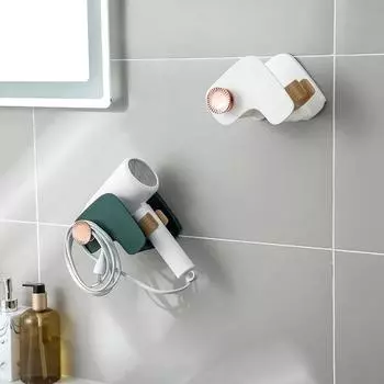 Держатель для выпрямителя для фена, настенная полка с прочным клеем на спине для ванной комнаты, проволочная вешалка без сверления, прочный клей зелёный