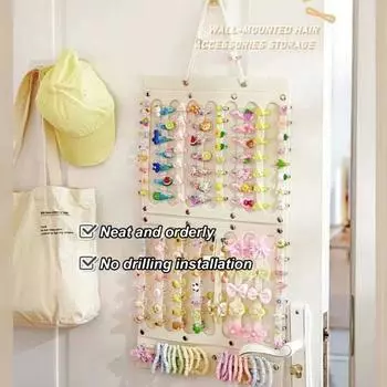 Держатель для заколок для волос, большая емкость, бантики для волос, зажимы для волос, органайзер, настенный подвесной дисплей для хранения для маленьких девочек, декор комнаты белый