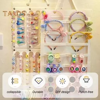 Держатель для заколок для волос, большая емкость, бантики для волос, зажимы для волос, органайзер, настенный подвесной дисплей для хранения для маленьких девочек, декор комнаты белый