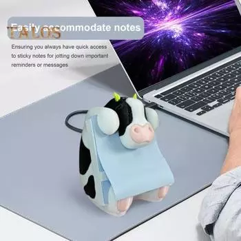 Держатель для заметок в виде коровы, диспенсер для всплывающих заметок с держателем для ручек, дизайн на присоске, диспенсер для заметок, украшение для рабочего стола, офисные аксессуары чёрный