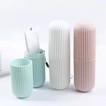 Держатель для зубной пасты, покрытый чехол для путешествий, кемпинга, ванной, чашки, зубная кружка розовый