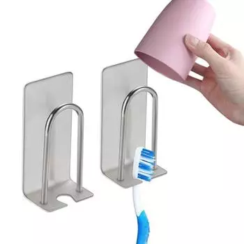 Держатель для зубной щетки из нержавеющей стали, настенный крючок на присоске, кружка, держатель для зубной щетки, органайзер для зубной пасты 1pcs