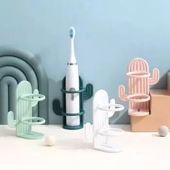 Держатель для зубной щетки-кактуса, держатель для электрической зубной щетки на одного человека, настенная настенная стойка для хранения кистей для макияжа, расческа для ванной комнаты розовый