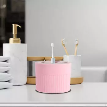 Держатель для зубных щеток и зубной пасты Органайзер на столешницу для ванной комнаты, 5 отделений, семейный белый