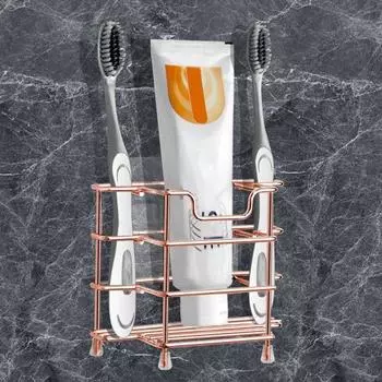 Держатель для зубных щеток из нержавеющей стали, настенный семейный органайзер для зубных щеток и зубной пасты, аксессуары для ванной комнаты розового золота
