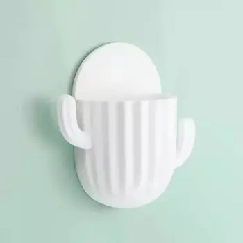 Держатель для зубных щеток, настенная самоклеящаяся бесшовная полка для хранения кактусов, органайзер для бритвы, сливная полка, аксессуары для ванной комнаты белый