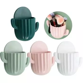 Держатель для зубных щеток настенный самоклеящийся бесшовный стеллаж для хранения кактусов коробка-органайзер полка для ванной комнаты аксессуары для душа