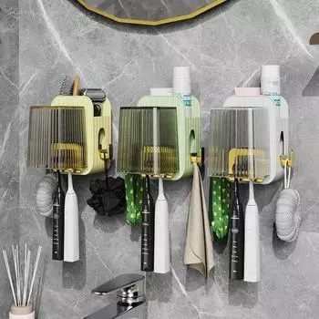 Держатель для зубных щеток No-Punch, настенный держатель для ополаскивателя полости рта, бытовой темно-зеленого