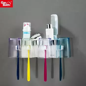 Держатель для зубных щеток, подставка для зубных щеток без ударов, чашка для полоскания рта для ванной комнаты, настенный подвесной набор для мытья чашек для чистки зубов two cups разноцветный