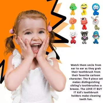 Держатель для зубных щеток с мультяшными животными, настенный антибактериальный стеллаж для хранения зубных щеток с присоской, органайзер для ванной комнаты