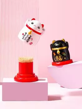 Держатель для зубочисток Mimu Lucky Cat — милый, креативный, простой пластиковый дизайн