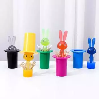 Держатель для зубочисток в виде кролика, самоочищающийся органайзер для зубочисток, обеденный стол жёлтый