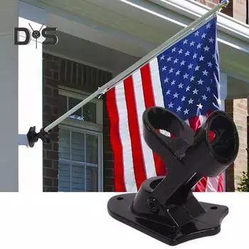 Держатель флагштока, прочный кронштейн для крепления флагштока, металлическое крепление для флага под углом 45 градусов для наружной стены, крыльца, дома, лодки, крепления флага и баннера чёрный