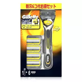 Держатель Gillette Proshield 5B с 6 сменными лезвиями жёлтый