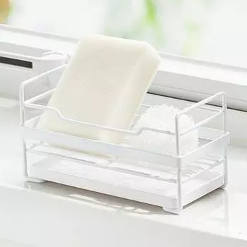 Держатель губки из кованого железа, антидеформируемый, водонепроницаемый, с хорошей вентиляцией, держатель губки для раковины в ванной комнате белый