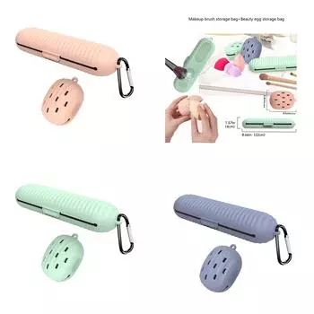 Держатель и подставка для кистей для макияжа Органайзер для кистей для макияжа Держатель для спонжа для макияжа Силиконовый органайзер для путешествий зелёный