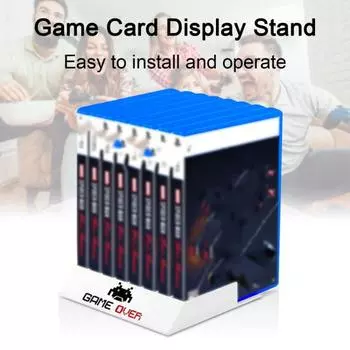 Держатель игровых карт. Простая установка. Вмещает 8 карт игровых дисков. Экономия места. Универсальный кронштейн для хранения игровых дисков. синий