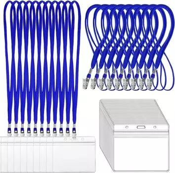 Держатель имени LEADINTOP, 50 шт., чехол для именной бирки, шейный ремешок, подвесная именной бирка, визитная карточка, держатель для удостоверения личности сотрудника, чехол для удостоверения личности сотрудника, держатель для шейного удостоверения