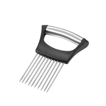 Держатель-инструмент из нержавеющей стали, многофункциональная защита пальцев для овощей и фиксирующая вилка для домашней кухни One Size чёрный