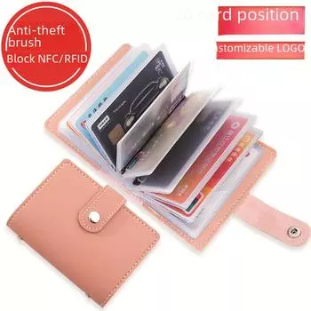 Держатель карт с защитой от кражи и размагничивания, с несколькими отделениями для карт, удостоверений личности и водительских прав.