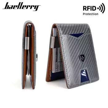 Держатель карты Baellerry с RFID-защитой для мужчин, сумки для денег, деловые кошельки, кошелек 11cm*8cm*1.5cm чёрный