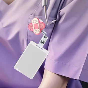Держатель катушки для бейджа, ID, милая бирка-ключ-карта для медсестры для ухода за больными Pink