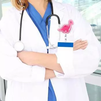 Держатель катушки для значка динозавра, светящийся в темноте металлический зажим, милый портативный выдвижной значок для учителя, офиса, медсестры, врача, удостоверение личности, анти-потерянный синий