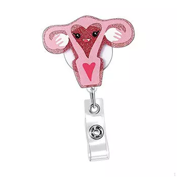 Держатель катушки для значка, клипса, подарок на день медсестры, портативный выдвижной брелок для ключей Uterus