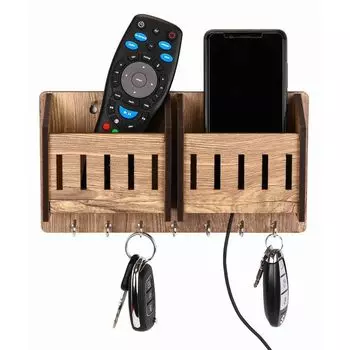 Держатель ключей для дома | Деревянный держатель ключей для стены | Подставка для ключей | Вешалка для ключей | Держатели для брелоков на стену (7 крючков, МДФ бежевый) бежевый