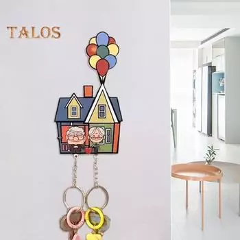 Держатель ключей для пар, акриловый настенный держатель ключей, мультяшный дедушка, бабушка, парный брелок-органайзер для домашнего настенного декора 1pc