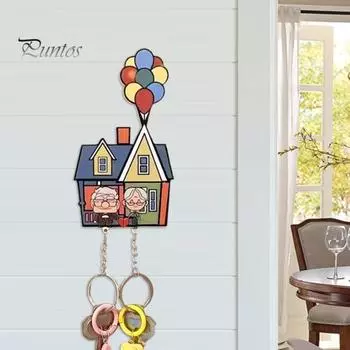 Держатель ключей для пар, акриловый настенный держатель ключей, мультяшный дедушка, бабушка, парный брелок-органайзер для домашнего настенного декора 1pc