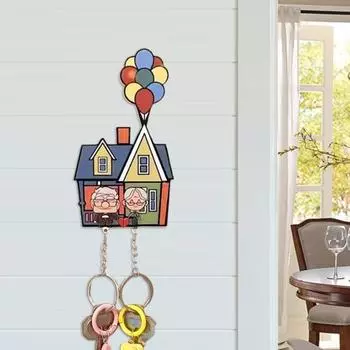 Держатель ключей Yousheng для пар, акриловый настенный держатель ключей, мультяшный дедушка, бабушка, парный брелок-органайзер для домашнего настенного декора 1pc