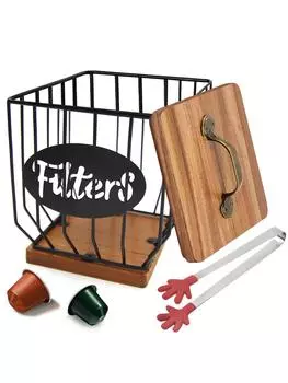 Держатель кофейного фильтра Leeseph с крышкой и захватом для кофейных фильтров, корзина для кофейных фильтров, держатель кофейных капсул, диспенсер